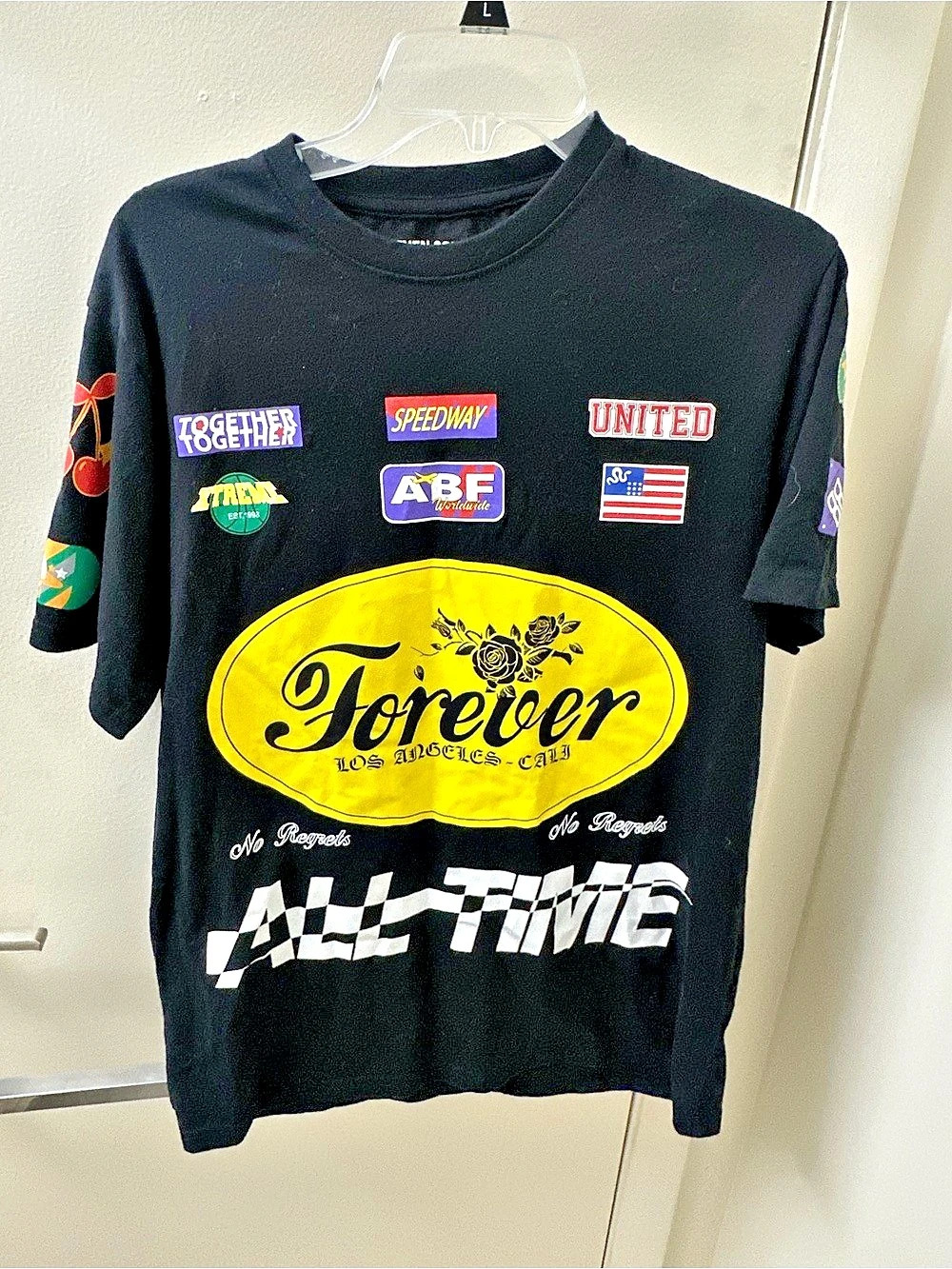 Seven Souls Graphic Racing Tee in Black & Yellow Size Medium